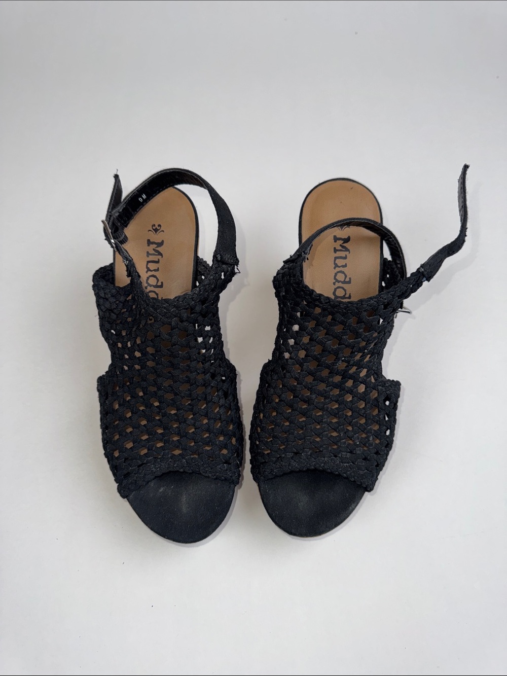 Mudd Black Woven Open-Toe Ankle-Strap Sandals
